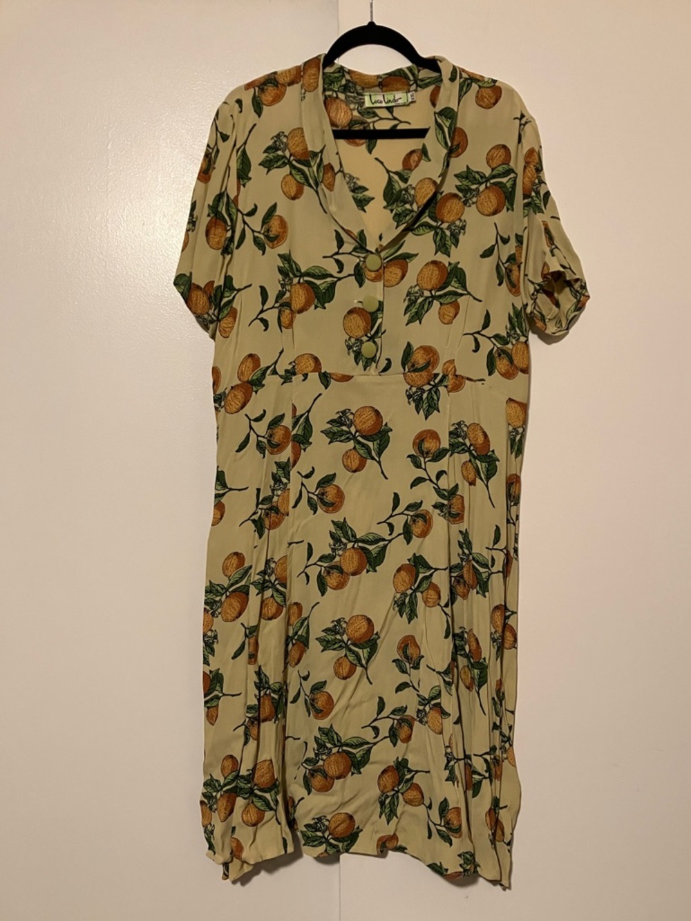 XXL NWOT orange cream 1940s day dress - Picture 2 of 7